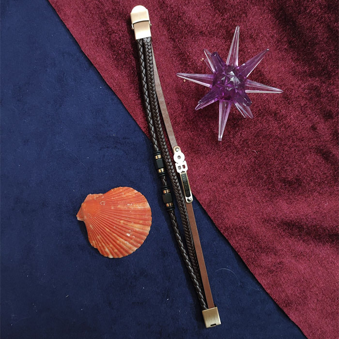دستبند چرم مردانه سه لاین BVLGARI کد C-105