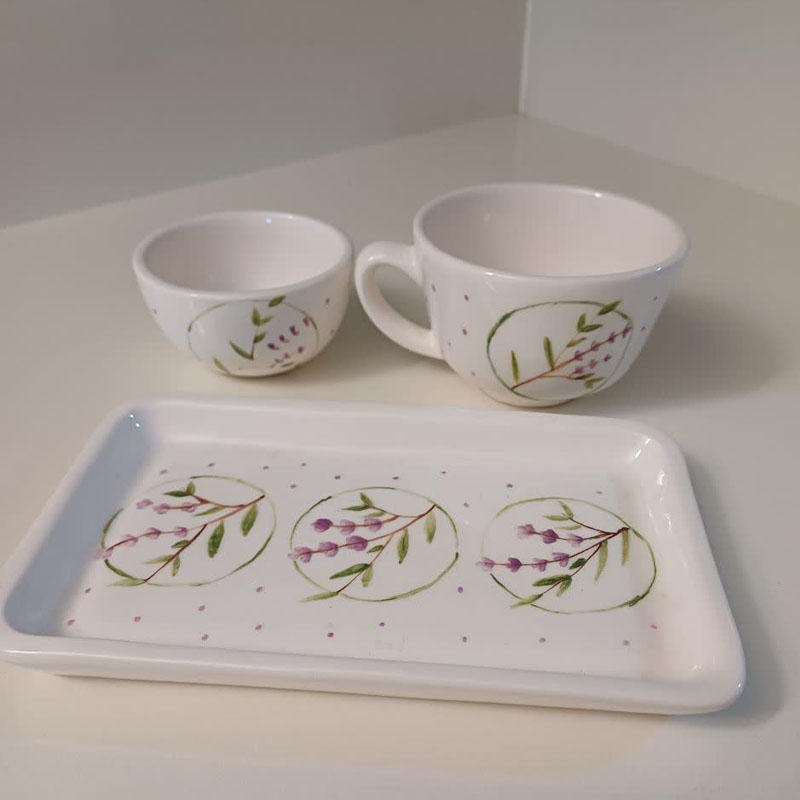 ست چای خوری سرامیکی طرح برگ و گل