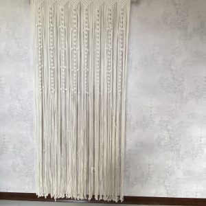 پرده مکرومه رنگ شیری
