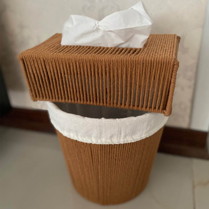 سطل زباله و جا دستمال مكرومه