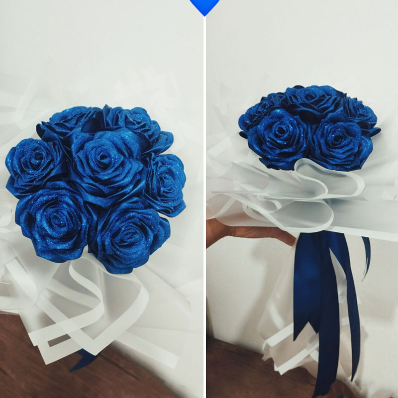 دسته گل رز آبی فول شاین 7 شاخه ای