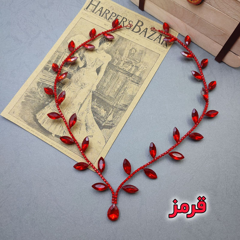 ریسه مو پیشانی نگینی طرح برگ