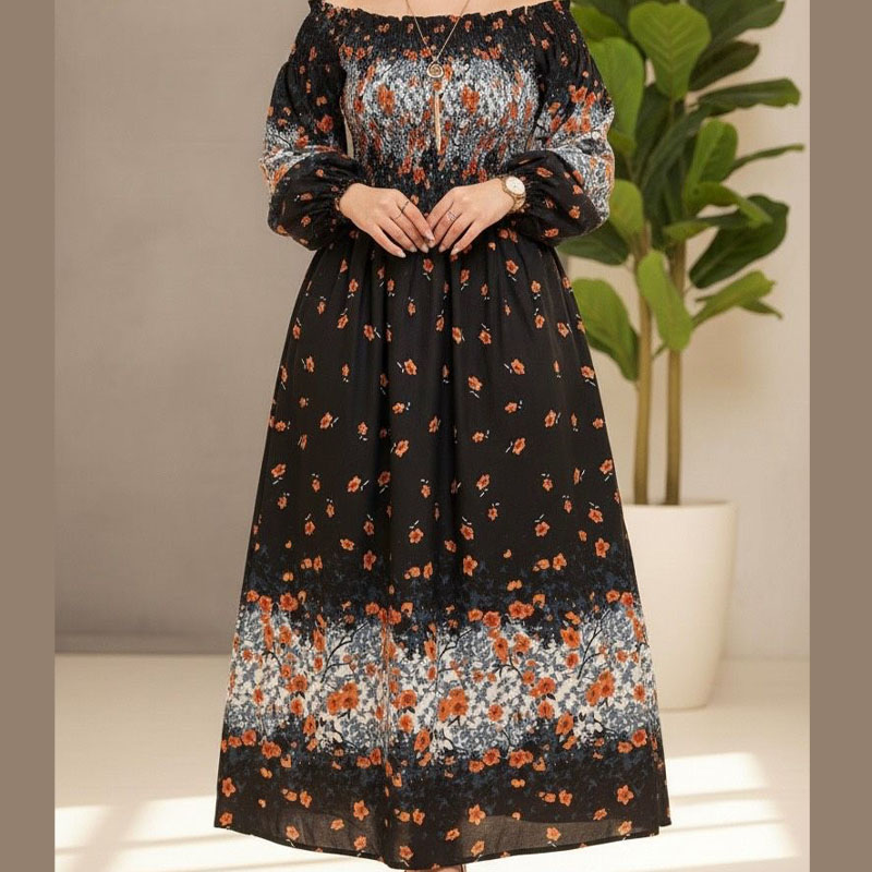پیراهن ساحلی زنانه شکوفه کمر کش