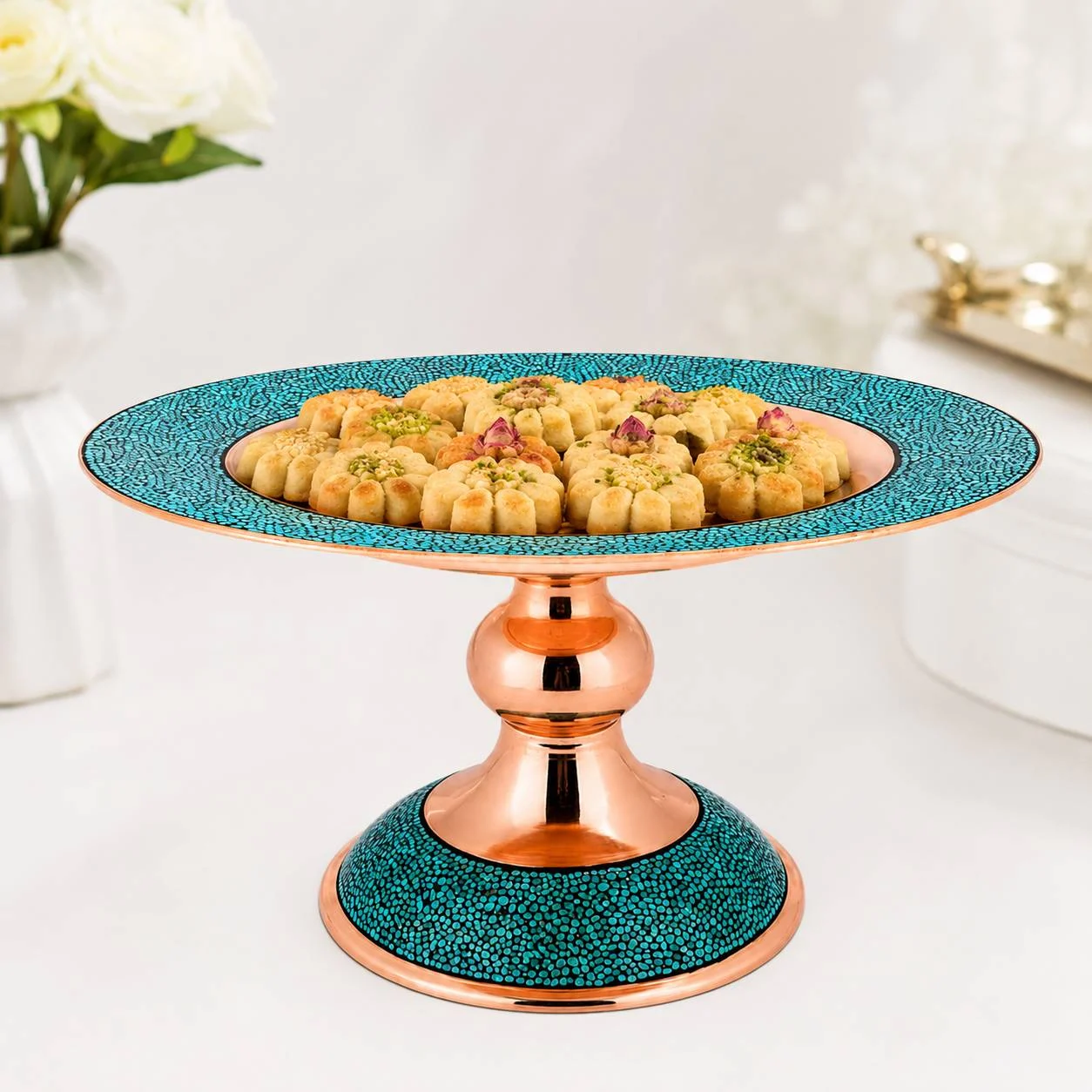 شیرینی خوری قلم زنی ساده و مشبک کد۲۵